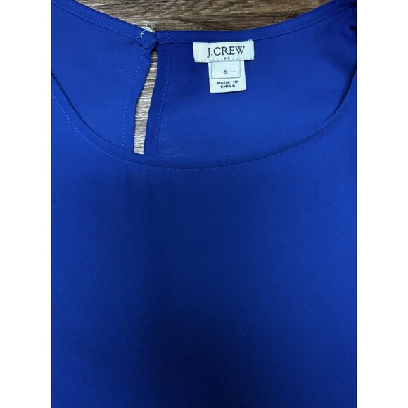 J. Crew Chiffon Peplum Blouse Women's Small Bell Sleeve Royal Blue Top - Picture 4 of 8